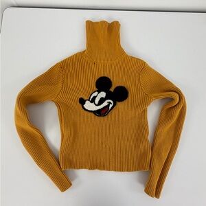 Forever 21 Mustard Turtleneck Sweater with Cartoon Design